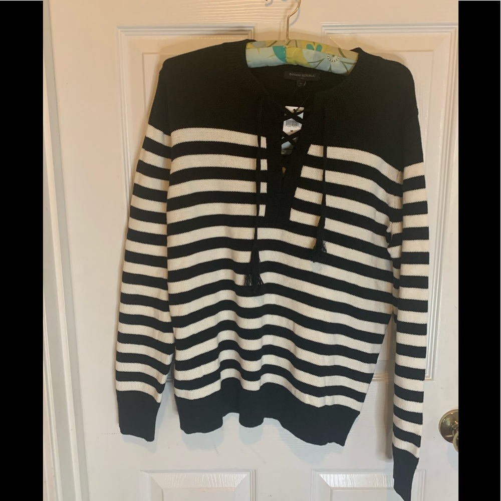 Banana Republic. Black and white sweater. Brand new with tags.